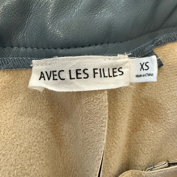 Avec Les Filles Blue/Gray Faux Leather Cargo Joggers - Picture 12 of 12